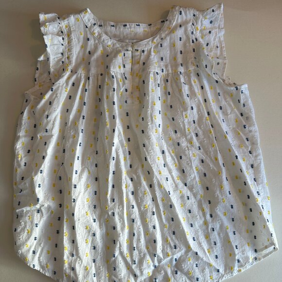 Black, White, and Yellow Ruffle Sleeveless Top - Picture 1 of 4